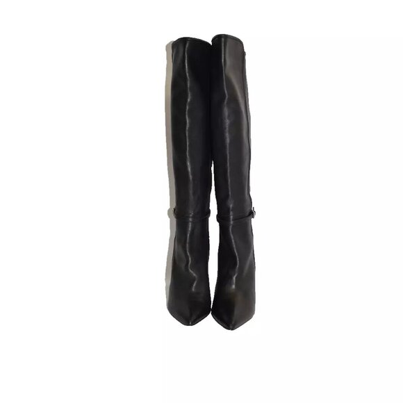 $600 REISS CAITLIN LEATHER KNEE HIGH BOOTS POINTY TOE HEEL BLACK 41 (1) (MF8) - Picture 3 of 8